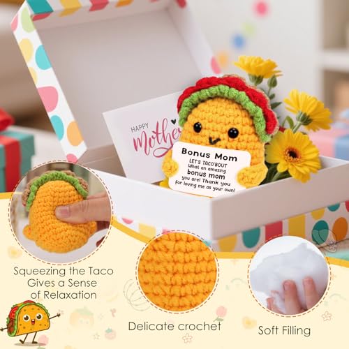 Mini Positive Crochet Taco Easter Basket Stuffers Birthday Gifts for Women Men Coworkers Handmade Emotional Inspirational Support Funny Nuggets Christmas Small Gifts - Image 8