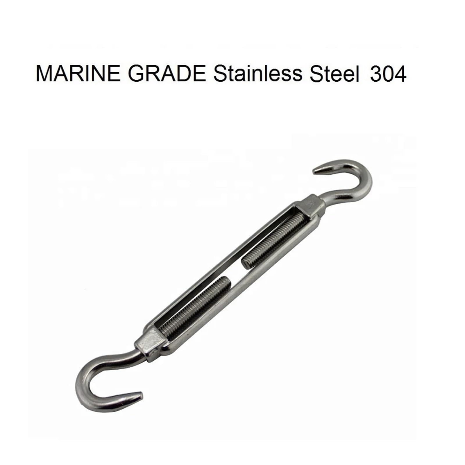 Tenditori marini in acciaio inossidabile resistente 304 con gancio e da 10 pezzi for ringhiera for cavi per Corda(M8)