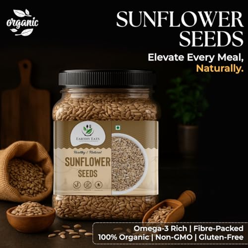 Image of Earthy Eats Raw Sunflower Seeds 1kg | 100% Natural, High Protein, Fiber & Antioxidants | Healthy Snack for Weight Management & Immunity | Vegan, Non-GMO, No Preservatives