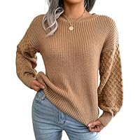 Lightweight, Honeycomb Long Sleeve Crew Neck Sweater