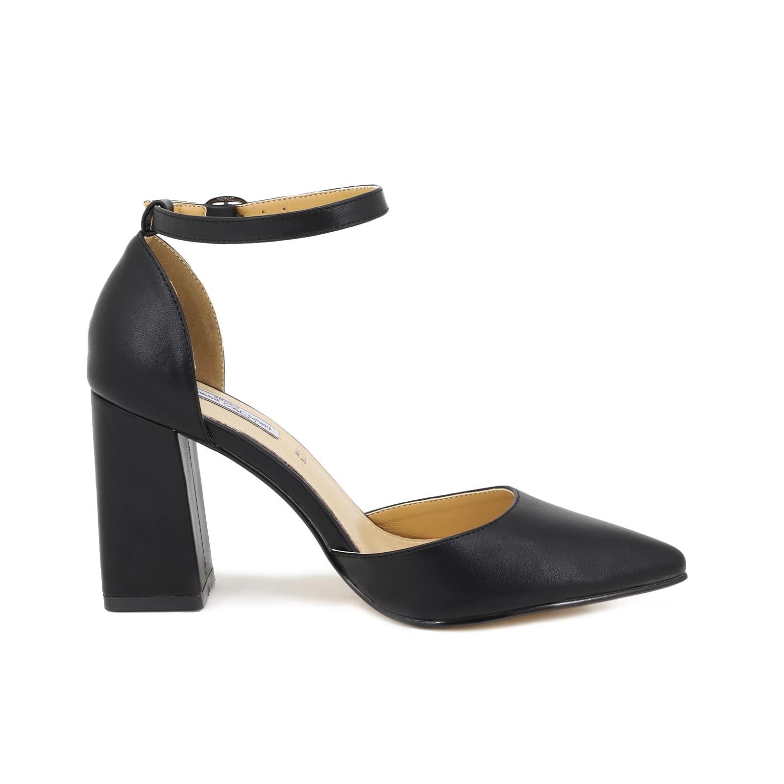 QUEEN HELENA Décolleté Scarpe con Tacco Medio Eleganti a Punta Chiusa con Cinturino Donna ZM9002 Nero 39