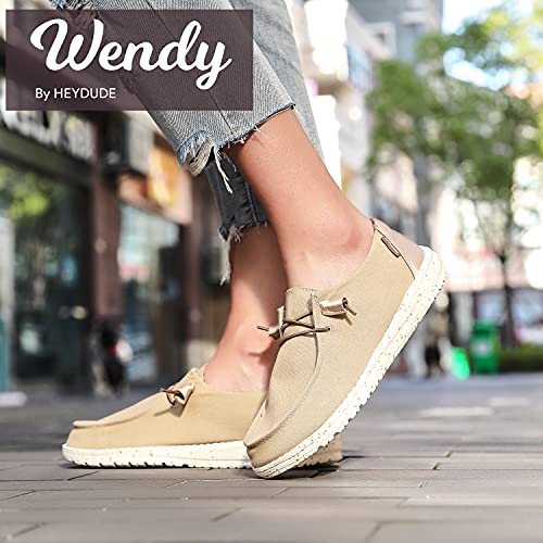 Image of Hey Dude Wendy Women's Casual Slip-On Shoe - Comfort and Lightness - Ergonomic Memory Foam Insole - Designed in Italy and California, Nougat, 9 US