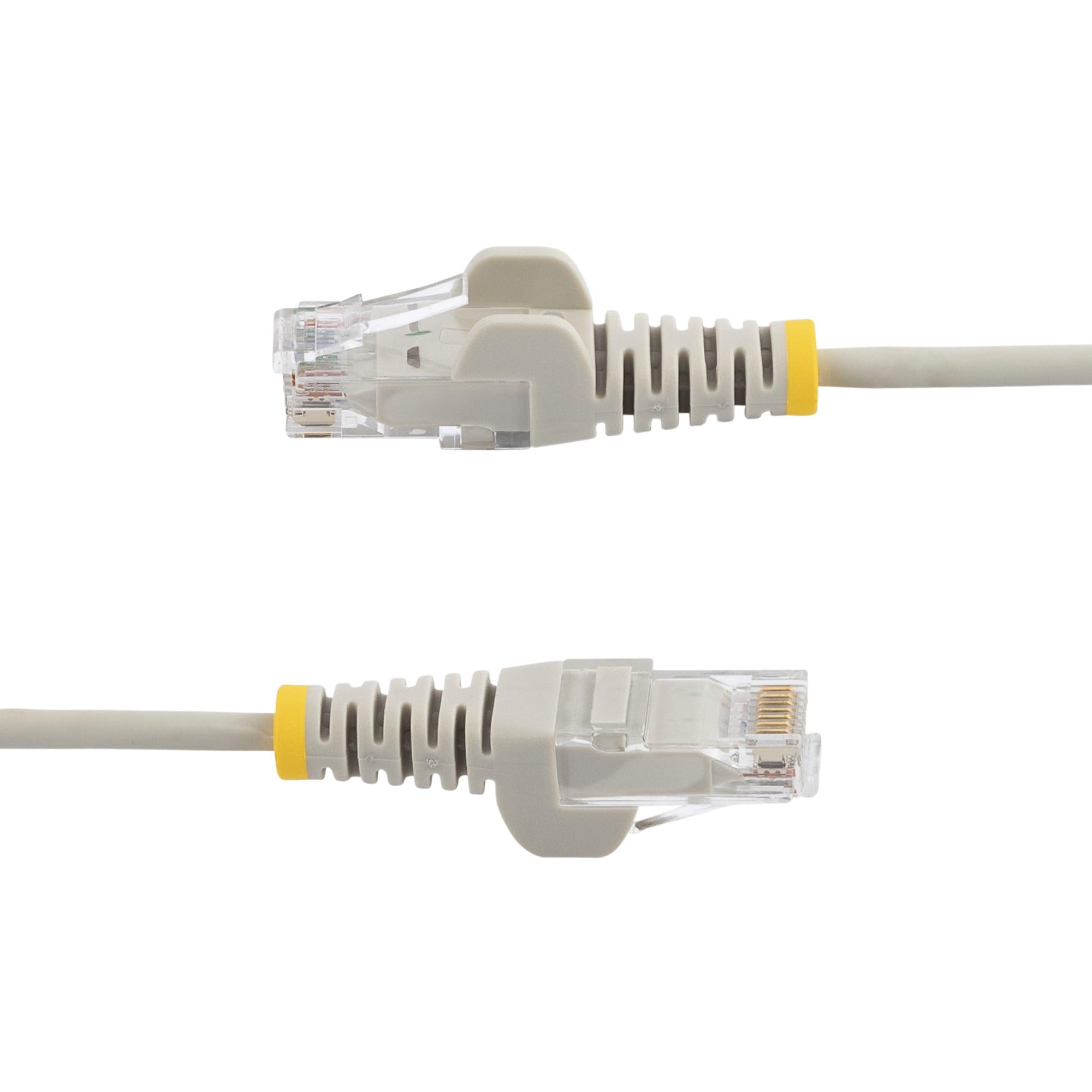 StarTech – Lot de 10 câbles de raccordement Cat6 fins sans accroc RJ45, LSZH, cuivre pur nu 28 AWG, gris