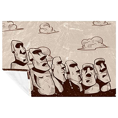 Couverture Moai de l'Île de Pâques chaude pour lit et canapé de 150x100 cm - 2