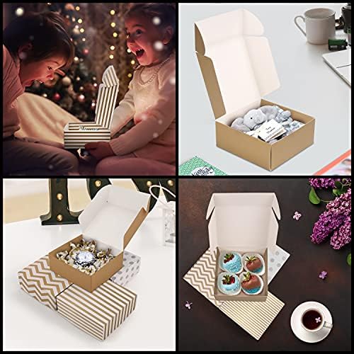Kurtzy 24 Pack Assorted Kraft Gift Boxes - Box Measures 12 x 12 x 5cm (4.72 x 4.72 x 1.97 inches) - Easy Assemble Square Presentation Favour Present Box - Parties, Birthdays, Weddings, Holidays