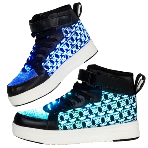 Fiber Optic LED Shoes for Women Men Light Up Sneakers for Adult USB Charging Flashing Luminous Trainers Shoes Women 8.5 /Men 7