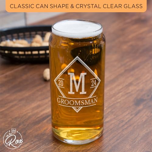 Image of Personalized Groomsmen Beer Can Glass Gifts - Custom Groomsman Gift -Personalized Wedding Beer Can Glass - Groomsman Proposal - 20 oz Engraved Groomsmen Beer Glass - Personalized Wedding Favors