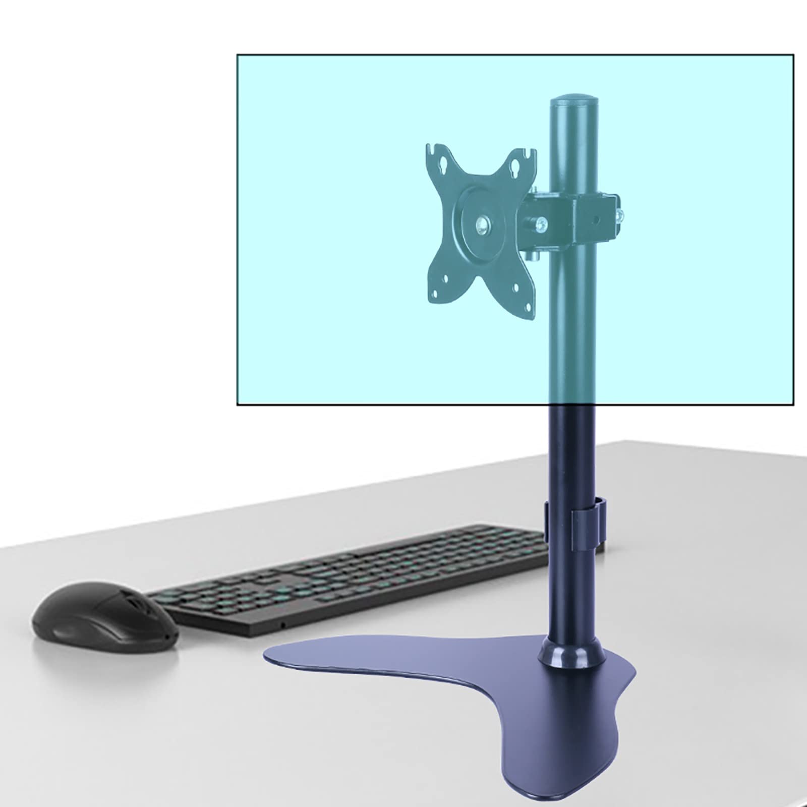 asdchZen Single Monitor Desk Mount,Lcd Computer Monitor Free-Standing Desk Stand Riser For 17 Inch To 27 Inch Screen,Holds Up To 10Kg/22.0Lbs,41cm