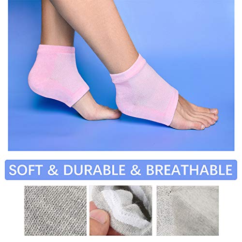 Moisturizing Socks, Moisturizing/Gel Heel Socks For Dry Cracked Heels, Open Toe Socks, Ventilate Gel Spa Socks To Heal And Treat Dry, Gel Lining Infused With Vitamins-3 Pairs(Pink, Turquoise, Grey) #TOP4