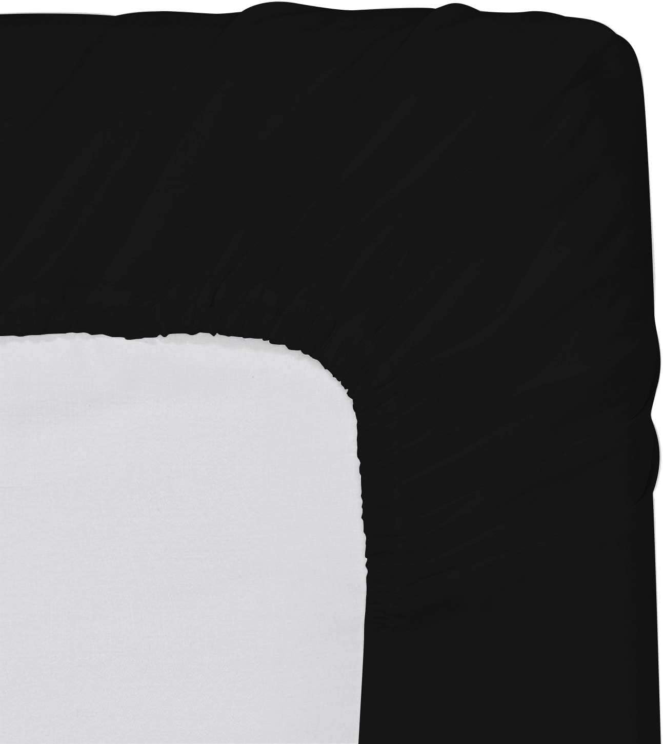 1500 Thread Count 100% Heavy Egyptian Cotton 4-Piece Bed Sheet Set Fits Mattresses Upto 15-18” Deep Pocket (King Size, Black Color) Stripe Pattern