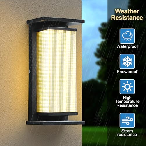 Outdoor Wall Lamp with Clear Glass Casing for Garage Doorway Entryway Patio, Waterproof Exterior Wall Light Fixtures with E26 Base Socket, 1-Pack (Modern Black)