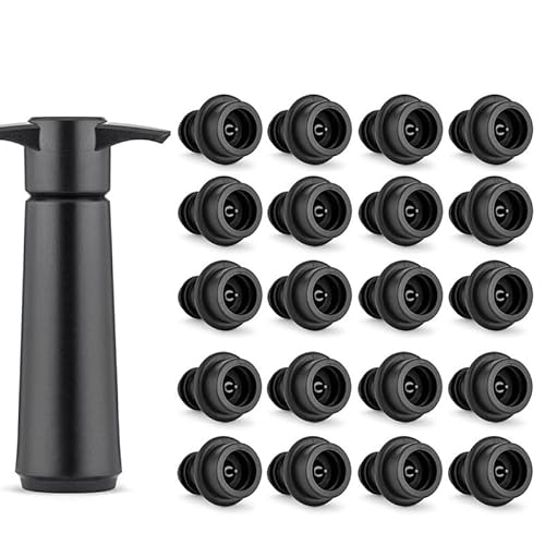 GAESHOW Pompe à Vide avec 20 Bouchon Bouteille Vin, Bouchon Vin Vide Air, Accessoire Vin Réutilisable, Pompe Vin pour Garder Vin Frais (C)