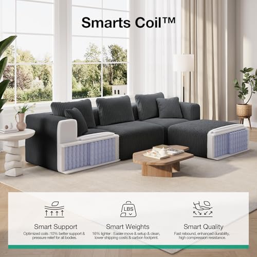 Image of Novilla 177 inch Modular Sectional Sofa, U Shape Extra Large Sectional Couch, Modern Cloud Design with Smarts Coil Support, Boneless Couch for Living Room Apartment, No Assembly Required, Dark Gray