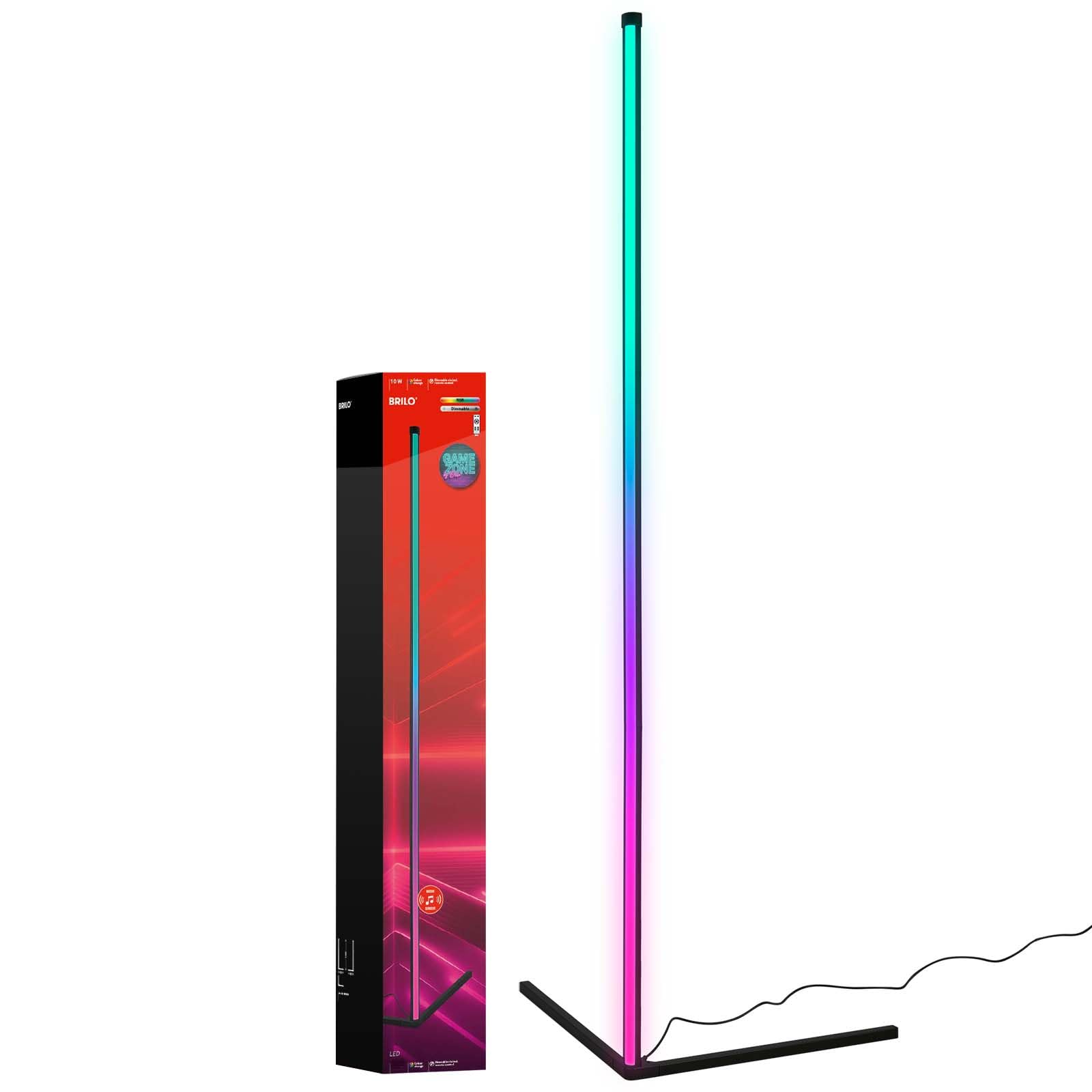 BRILONER Lampa stojąca LED RGBIC z pilotem zdalnego sterowania, Magic RGB LED jako dekoracja gamingowa, oświetlenie nastrojowe z czujnikiem muzyki, możliwość ściemniania, wielokolorowe światło,