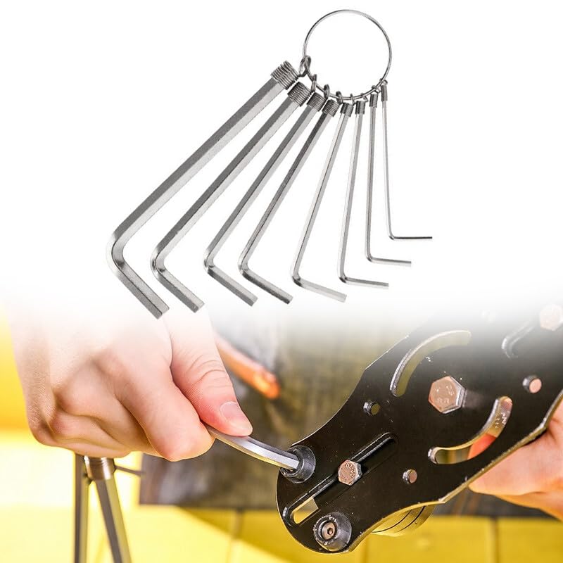Yopolaz 8 Size Allen Wrench Hex Key Sets - Bike Repair Tool Furniture Tool - 8 In 1 L-Shape Wrench - 1.5mm,2mm,2.5mm,3mm,3.5mm,4mm,5mm,6mm (8 Size)