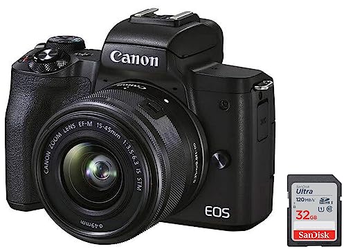 Image of Canon M50 Mark II 15-45mm f3.5-6.3 is STM Digital Zoom Camera (Black) & SanDisk Ultra SDHC UHS-I Card 32GB 120MB /s R for DSLR Cameras, for Full HD Recording, 10Y Warranty