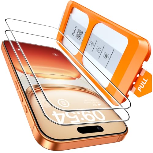 TOCOL für iPhone 17 Pro/iPhone 16 Pro für Panzerglas 6,3 Zoll, Full Screen Schutzfolie Auto-Installation 9H Folie Stoßfest...