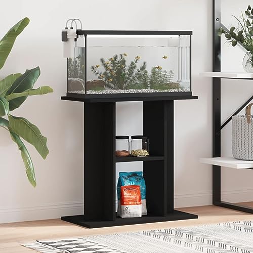 Rantry Ständer für Aquarium, 60 x 30 x 60 cm, aus mehrschichtigem Holz, schwarz, Möbel für Aquarien, Schrank für die Küche, Aufbewahrungsfächer, platzsparend