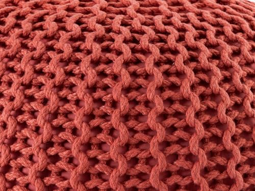 kreatives Wohnen Pouf Premium ø45cm Sitzhocker Strickpouf Innen Terrasse Pool Garten nachhaltig Terracotta - Ginger