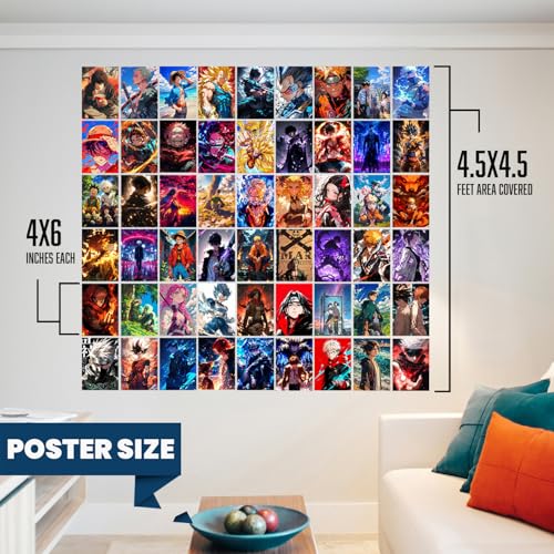 Image of Wallgasm Anime poster Set of 54, 4 x 6 Inches Posters: Dragon Ball Z, Naruto, Death Note, One Piece, Attack on titans - | Aesthetic wall decor | Posters for Bedroom | Anime Wall Poster - With Glue Dots