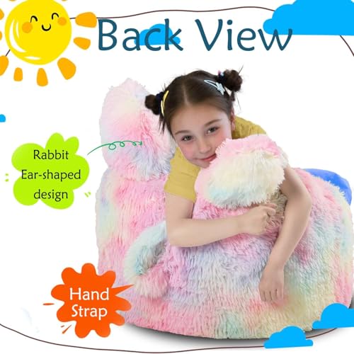 Image of Fluffy Bean Bag Chair for Kids, with Plush Faux Fur Cover, 2.5FT Memory Foam Bean Bag Chairs for Teens & Kids, Ultra Soft Sofa for Living Room /Bedroom /Dorm,Rainbow