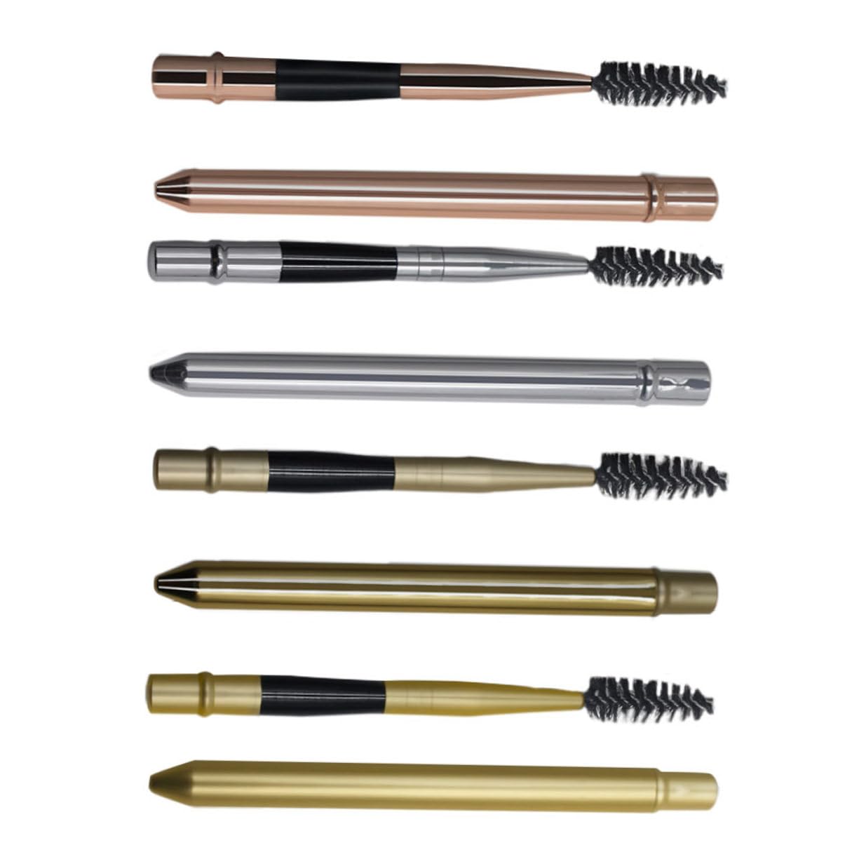 MERRYHAPY Makeup Tool Set 8pcs Eyelash Brush Tube Eyebrow Brush Eyelash Mascara Wands Gold Silver Rose Gold Color