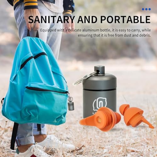 Image of LYSIAN High Fidelity Concert Ear Plugs, 23dB Noise Reduction Musician Earplugs for Concerts, Festivals & Raves, Reusable Soft Earplugs with Aluminum Case, 2 Pairs, Orange