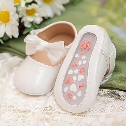 Meckior Infant Baby Girls Boys Handmade Princess Flats Toddler First Walkers Soft PU Leather Non-Slip Crib Wedding Dress Shoes4