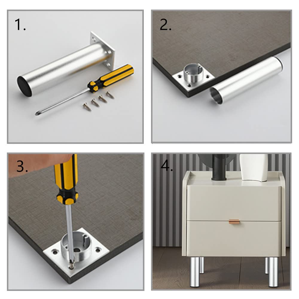 4 Piedini Regolabili Per Mobili In Alluminio - Diametro 38mm, Regolazione 0-15mm, Argento - Foto 8