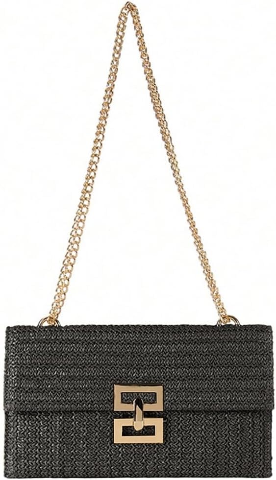 Obosoyo Summer Straw Clutch Purses for Women Boho Woven Beach Bag Envelope Wallet Flap Handbags Cell Phone Evening Purse