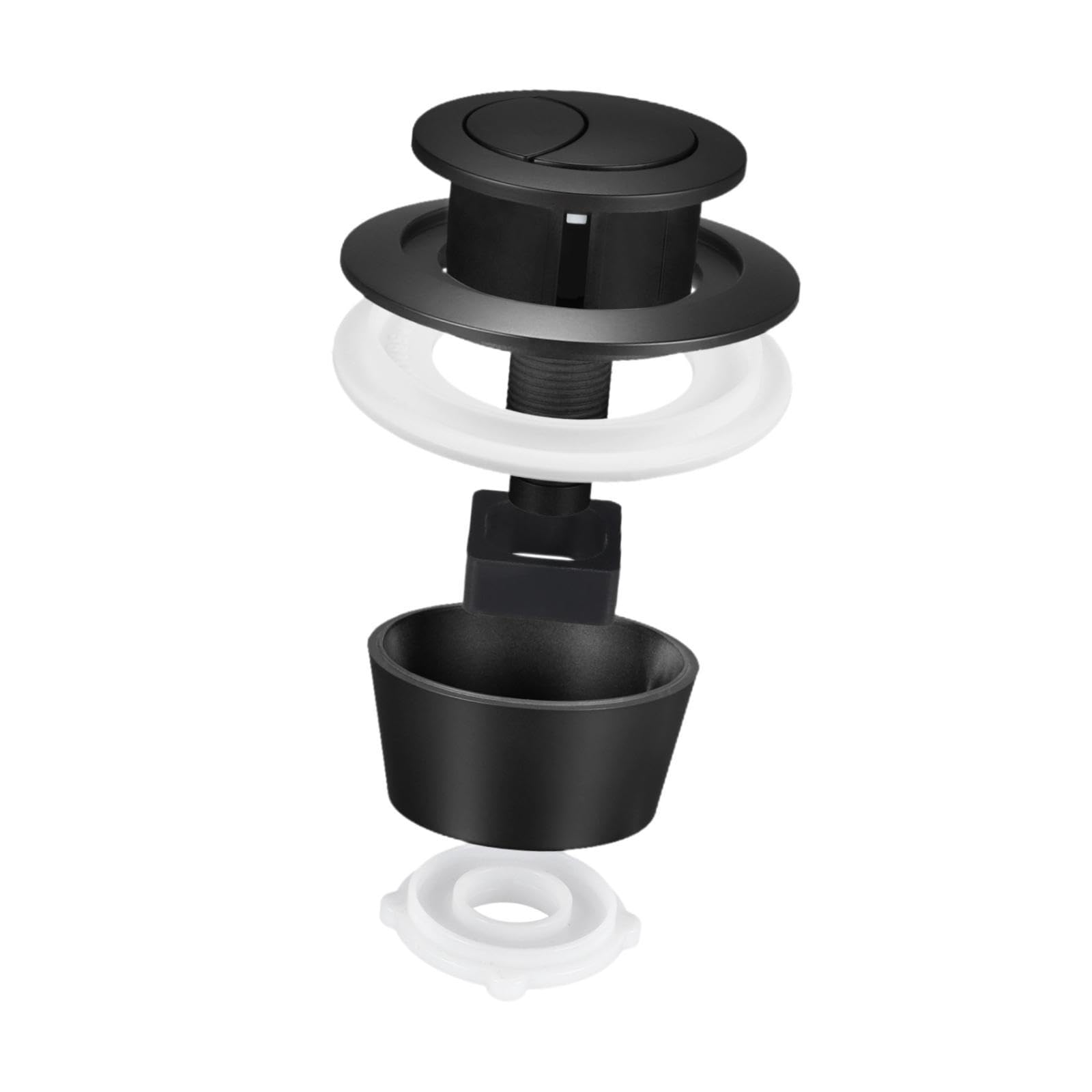 Botón de Inodoro Sustituto de Válvula para Tanque Accesorios Resistente Instalación Sencilla Material PP para Uso en Reparación Baño, Negro