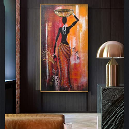 Toile abstrait africain femme : la solution parfaite pour habiller un mur vide