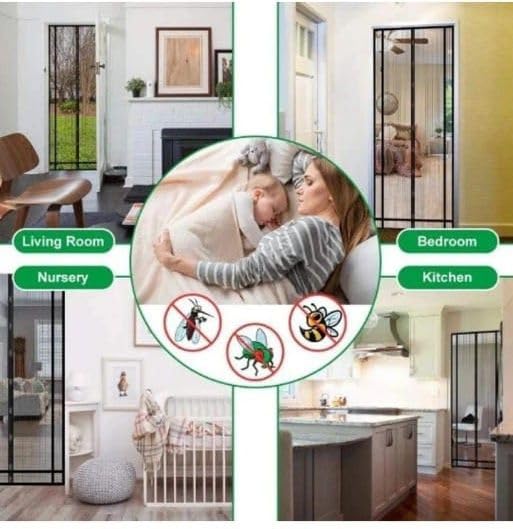 Image of Mosquito Net Net for Door with Magnet Self-Closing with Full Frame Mosquito Net 100x210 CM