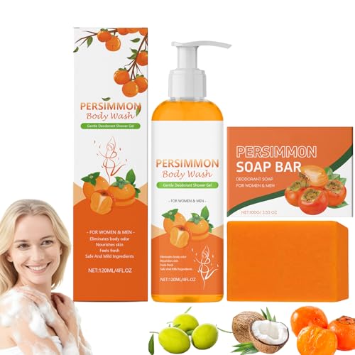 Kaki Duschgel und Kaki Seifenstück Set, Deodorant Duschgel zur Kontrolle von Körpergeruch, Deodorant Badeseife gegen Altersgeruch, desodorierender Geruchsbeseitiger für Frauen und Männer (1set) Kaki Duschgel und Kaki Seifenstück Set, Deodorant Duschgel zur Kontrolle von Körpergeruch, Deodorant Badeseife gegen Altersgeruch, desodorierender Geruchsbeseitiger für Frauen und Männer (1set)
