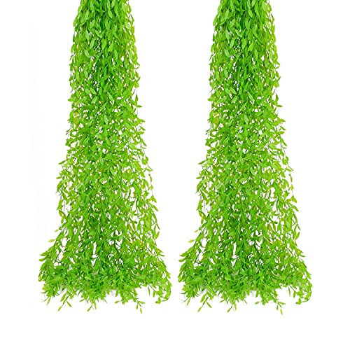 Pasyou Artificial Hanging Vines, Fake Simulation Weeping Willow Plants Decor Greenery Leaves Ivy For Wedding Indoor Outdoor Home Garden Balcony Patio Planter Filler Diy Decoration - Green 10 Pack #TOP9