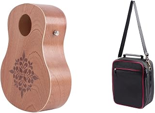 Caja de cajón portátil con correa, diseño de cuerpo de guitarra clásica, sonido cálido, caoba, listo para viajar, color marrón, 30 x 23 x 7,8 cm