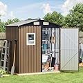 Breezz 6x4FT Outdoor Steel Storage Shed, Lockable Doors, Compact Metal Tool Shed for Garden, Backyard, Patio, Utility, and Bike Storage,Brown