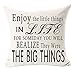 Enjoy The Little Things in Life for Someday You Will Realize - Funda de cojín decorativa cuadrada de lino de algodón para sofá de cama al aire libre de 45,7 cm (c)