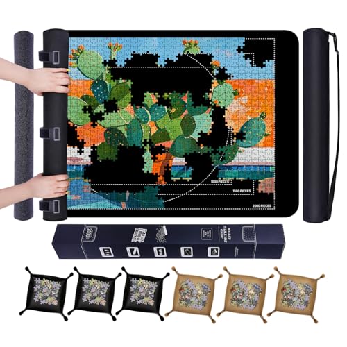 No Creases Rubber Puzzle Mat Roll Up 2000 Pieces Crossword 1500 1000 Large Jigsaw Puzzel Mats,Roll-Up Save Pad Trays for Sorting Table Board and Frame Keeper Storage Accessories for Adults Gifts
