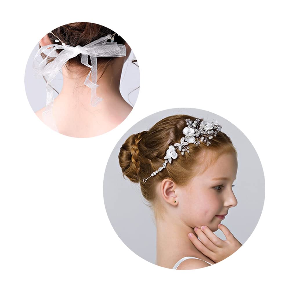 Fascia per Capelli da Comunione con Fiore Bianco Coroncina da Principessa in Cristallo Accessori per Capelli Accessori per Capelli Principessa Cerchietto per Capelli da Sposa