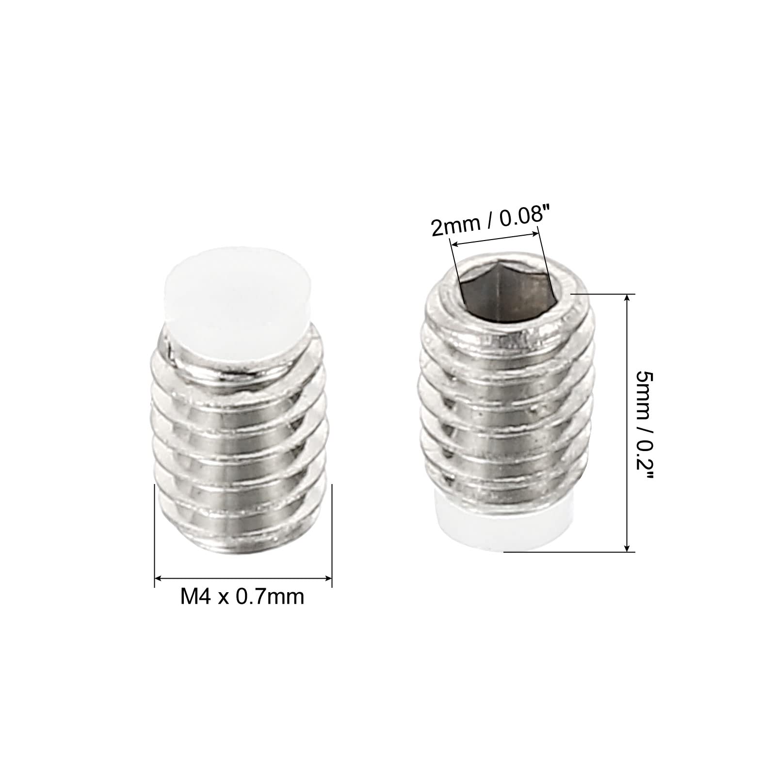 PATIKIL M4x5mm Grub Screw, 5 Pack Metric Hex Socket Head Nylon Cup Point Set Screws Internal Hex Drive Hardware, 304 Stainless Steel - Image 2