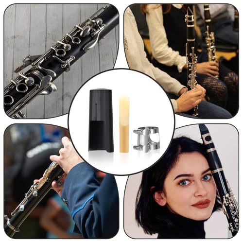 Clarinet Mouthpiece Kit, Silver Clarinet Ligature Clarinets Reed Mouthpiece Cover with Ligature Plastic Cap 2.5 Bb Accessory Practical Clarinets Accessories for Instrument Replacement