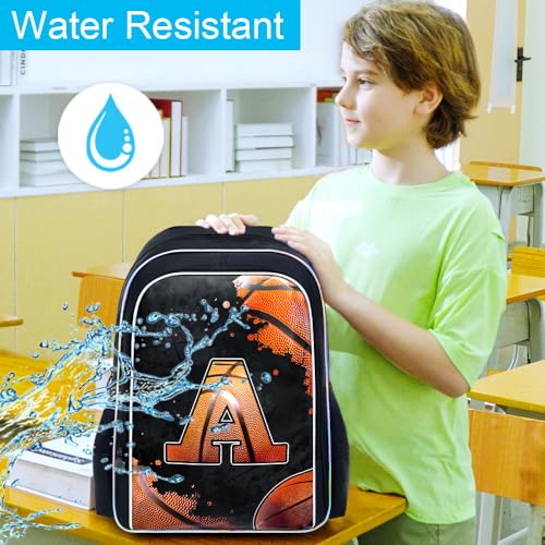 Image of AGSDON 3PCS Basketball Backpack for Boys, 17 inch Kids Bookbag Water Resistant and Lightweight with Lunch Box for Teen