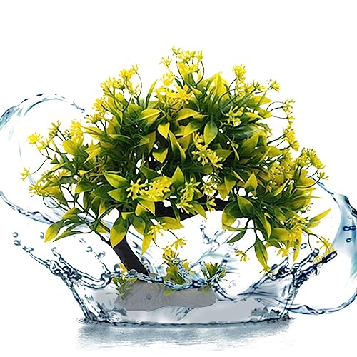 Youding Plantas de pecera, plantas coloridas y flores para peceras, decoraciones de peceras, accesorios de tanque de tortuga, plantas de decoración de acuarios