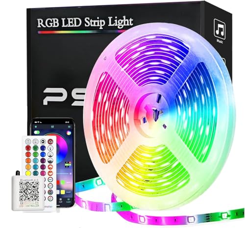 15M LED Strip, PSTAR Bluetooth RGB LED Strip Verlichting App Controle Flexibele Smart, RGB Kleurverandering Muziek Timing Led Strip Licht, ideaal voor woondecoratie, sfeerverlichting