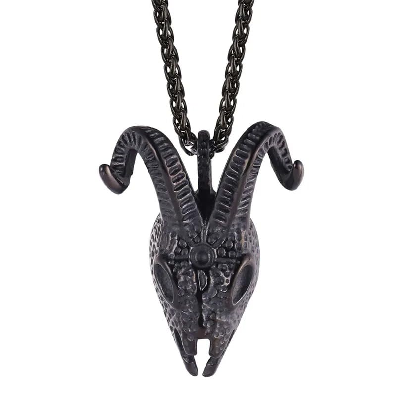 Collier crâne homme argent véritable qui ne noircit pas pendentif chèvre durable - 4