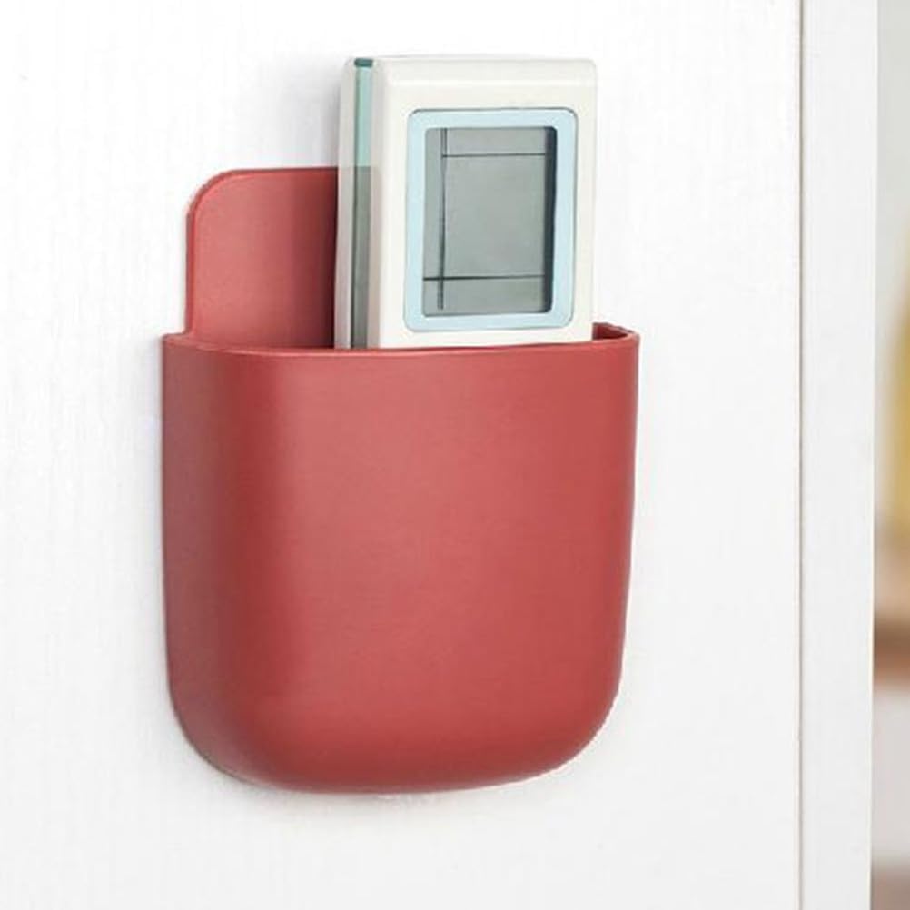 Toddmomy 3pcs Wall Mounted Remote Control Holder, Phone Holder Wall Mount Hanging Storage Organizer for Cell Phones, Remotes, Entryway and Bedroom (Yellow,Red,Blue)
