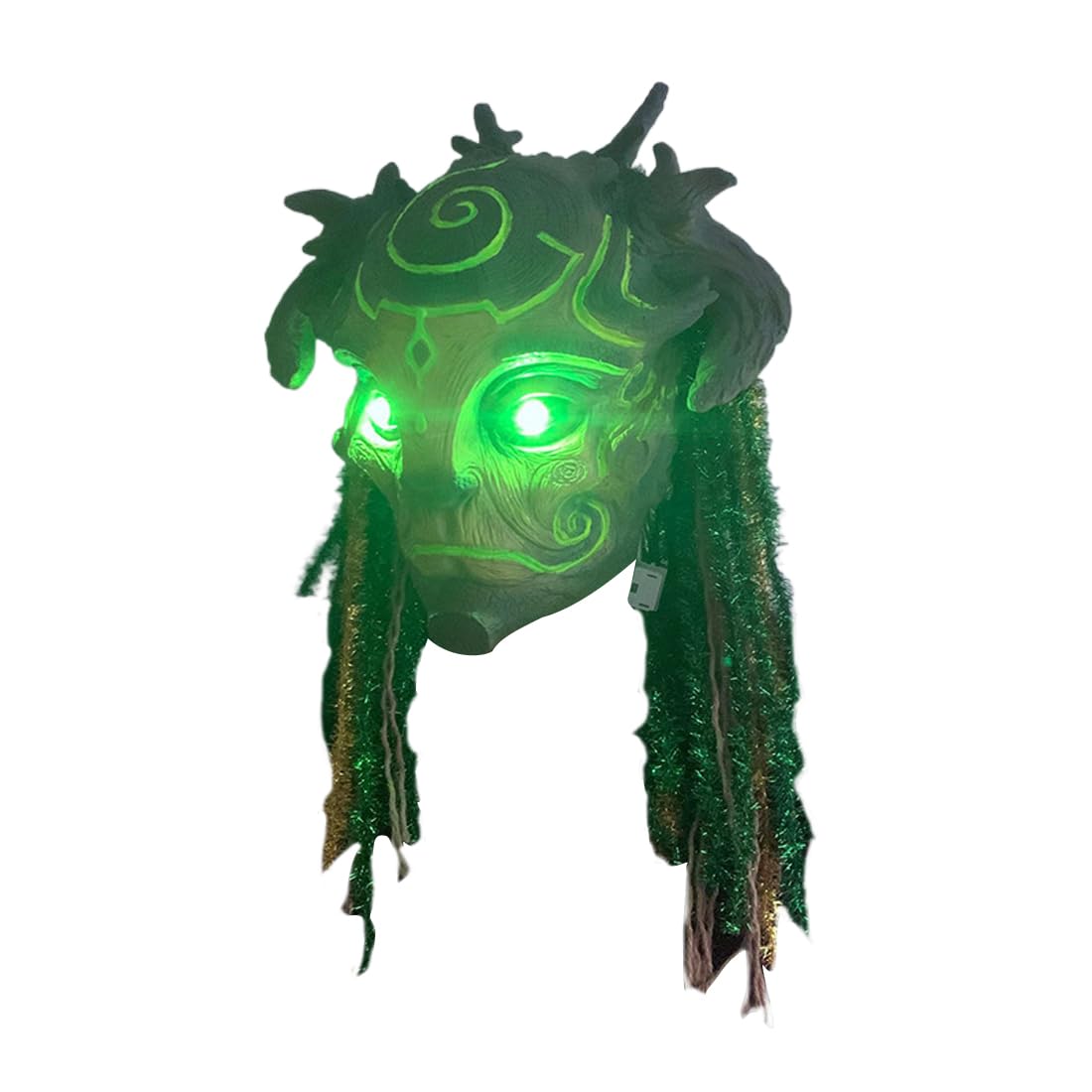 Green Elf Mask Forest Elf Latex Treeman Mask Masquerade Cosplay Mask (No Luminous No Hair)