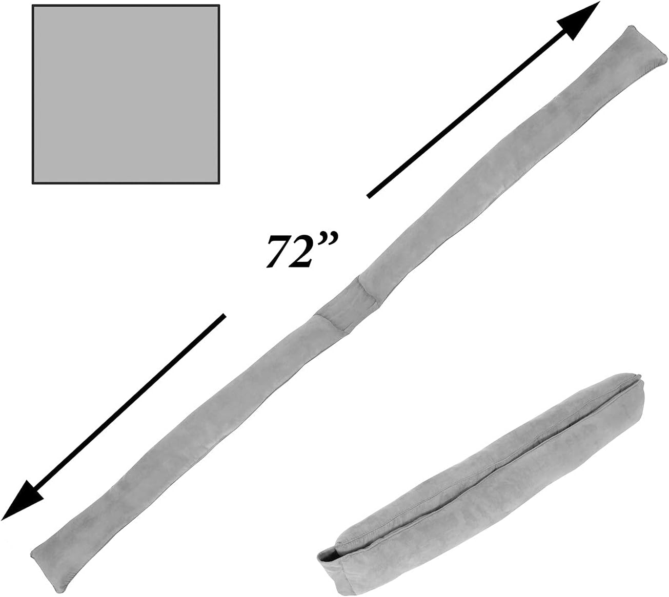 Home District French Door Draft Stopper - Weighted Under Door Draft Blocker, Apartment Noise Blocker, Window Draft Dodger, Winter Door Insulation Strip - 72 Inches Long - Gray