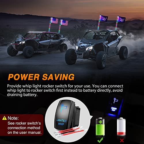 Image of Nilight 2PCS 4FT RGB LED Whip Light Remote App Control for ATV UTV Polaris